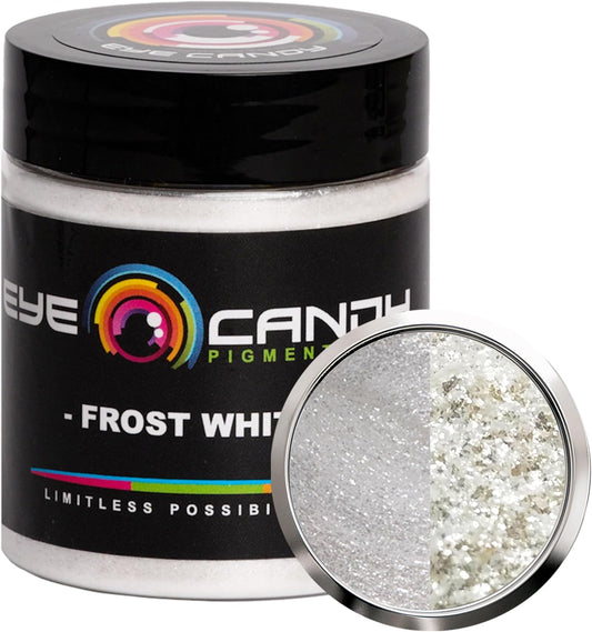 Eye Candy Pigments Premium White Mica Powder - Frost White (25gr) - for Epoxy, Resin, Soap, Paint, Woodworking, Acrylic Pouring, Bath Bombs, Fishing Lures - DIY Arts and Crafts Additive