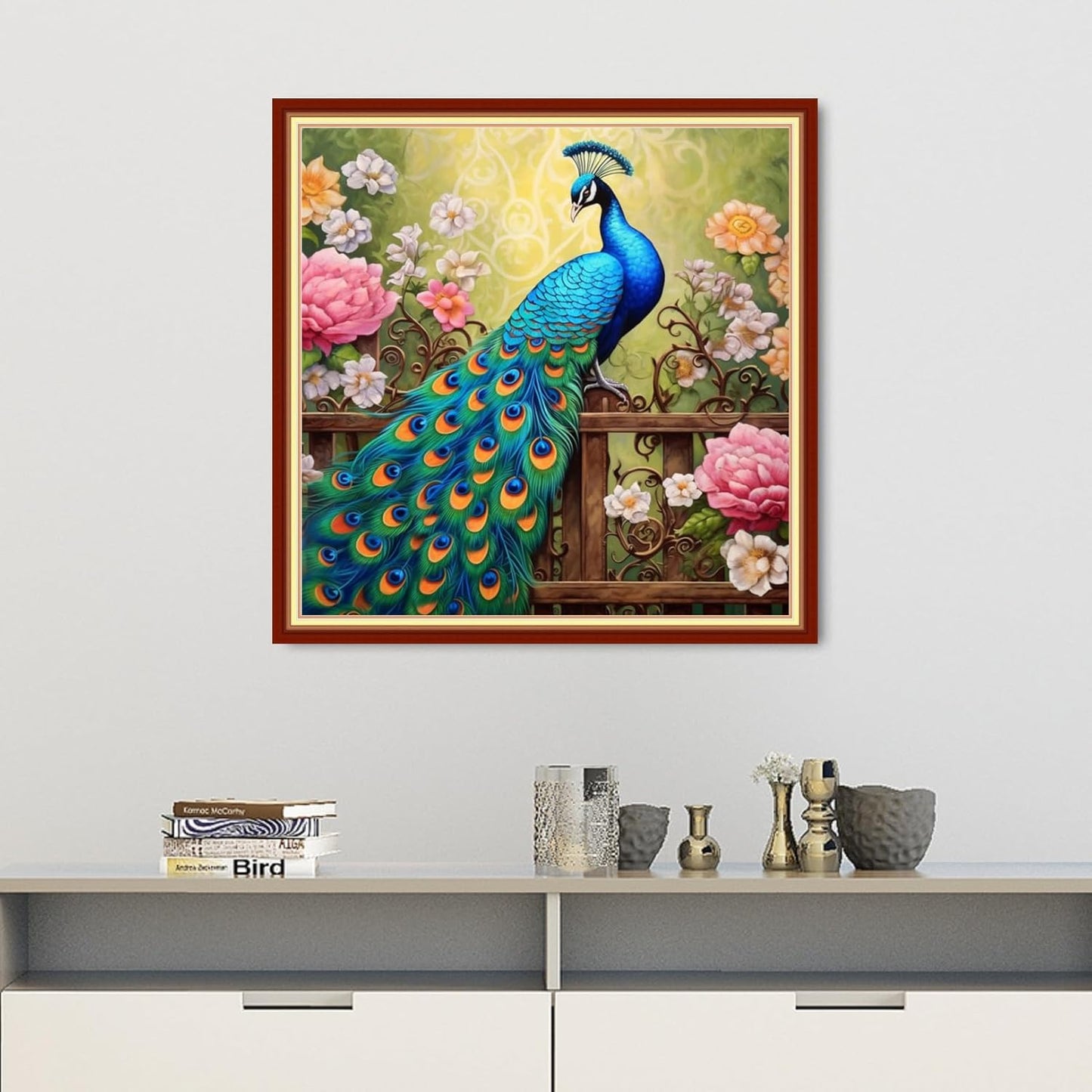 Dooxvey Cross Stitch Kits for Adults Beginners - Full Range of Cross-Stitch & Embroidery Kits - 11CT Patterns - Peacock Flowers - 18x18 inch