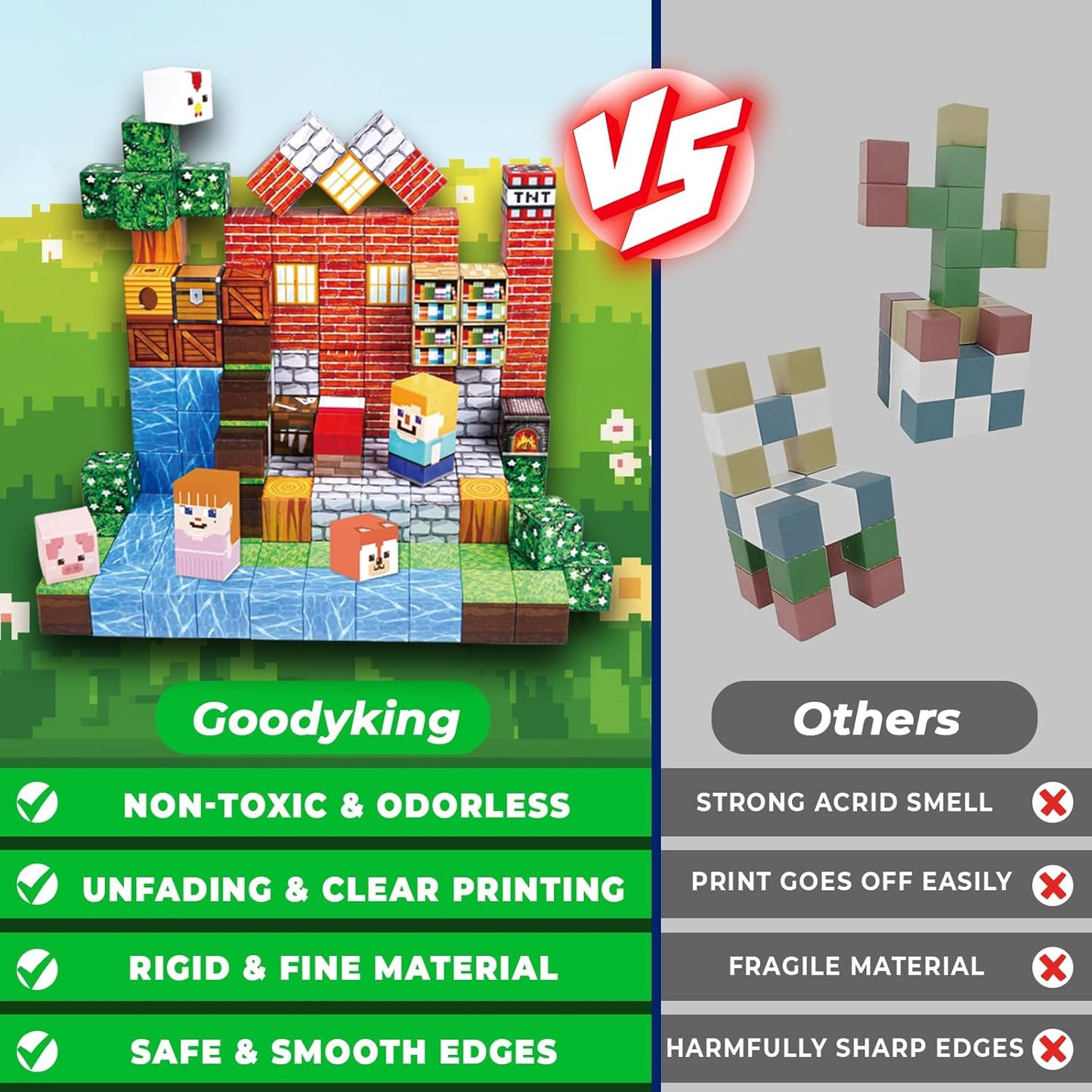 Goody King Magnetic Blocks|150PCS Magnetic Building Blocks Set, Stacking Magnets for Kids, Sensory Toy for STEM Learning Toys for Kids 3+ Boys and Girls Christmas Birthday Easter Gifts