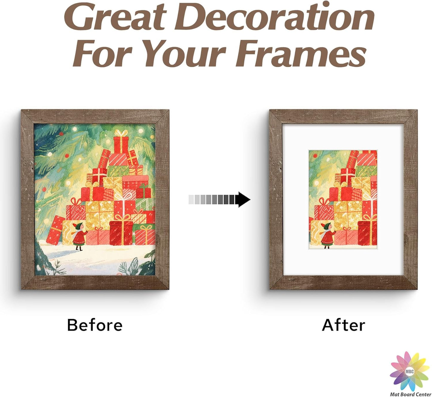 Mat Board Center, 8x10 White Mats for 5x7 Pictures - Acid Free, 4-ply Thickness, White Core, Bevel Cut - for Artworks, Photos, Framing - Pack of 12