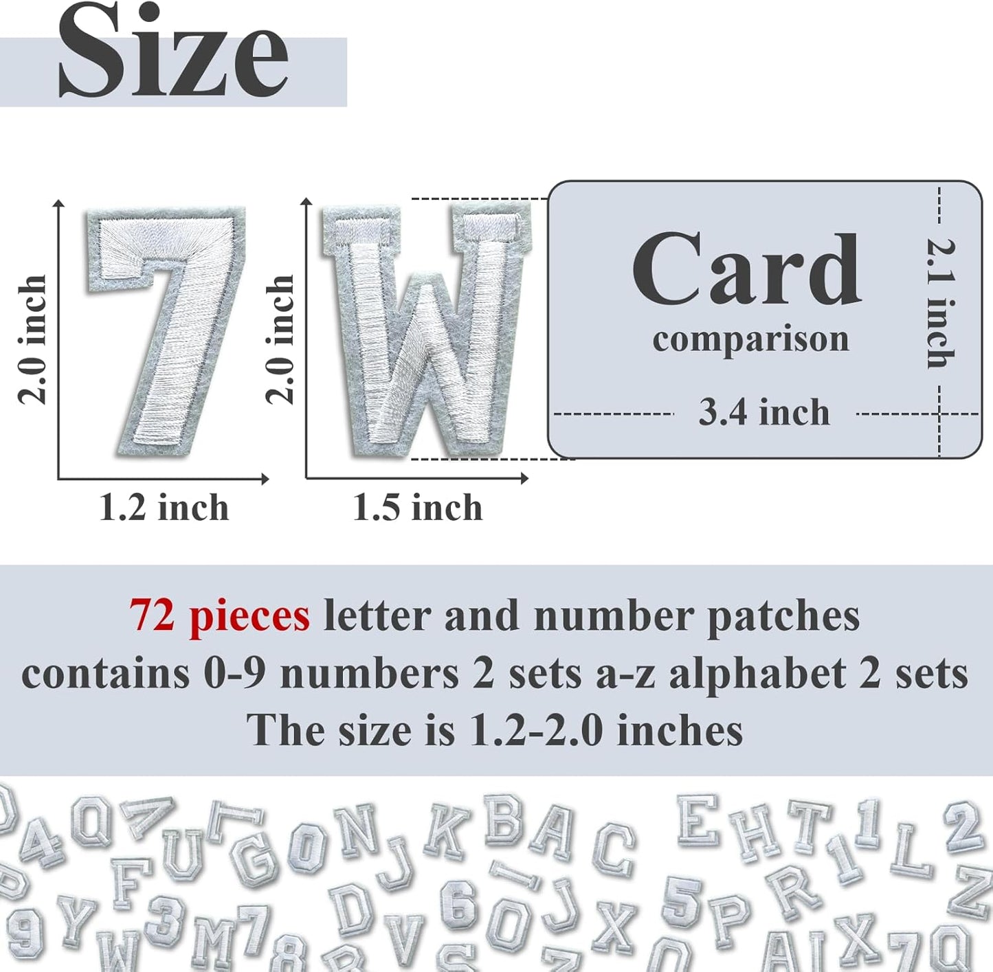 Letter and Number Iron On Patches, A-Z Alphabet and Numbers 0-9 Embroidery Applique Patch, DIY Decorative Heat Press Patches for Clothing Jeans Jackets Backpacks Hats (White 72 Pcs)