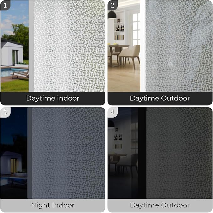 Window Privacy Film, Glass Decorative Static Cling, Removable Sun Blocking Vinyl Covering,Window Film for Home Kitchen Living Room, Floral Shadows, 17.3" x 78.7"