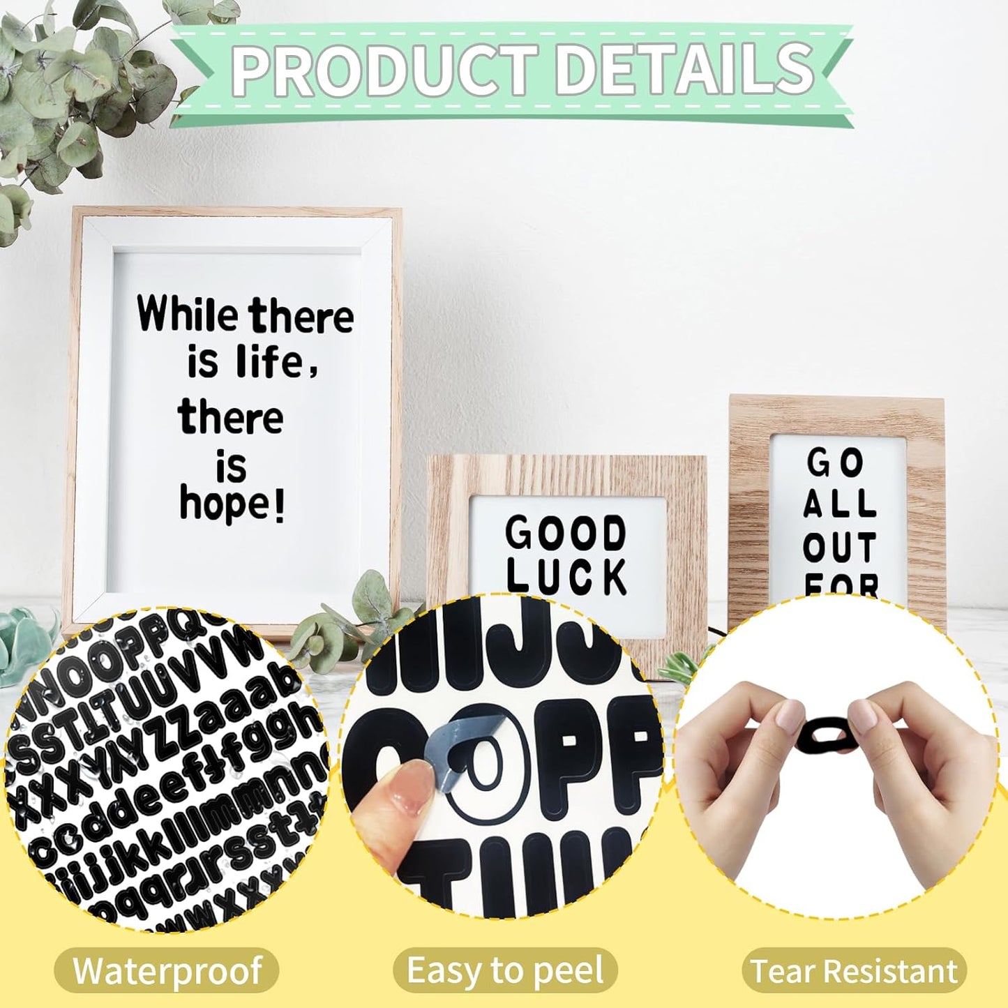 Alphabet Stickers, 1''Inch 12 Sheets Black Letter Stickers, Self Adhesive Vinyl Mailbox Numbers, Self Adhesive Letters for Bulletin Boards, Classroom, Home Decor