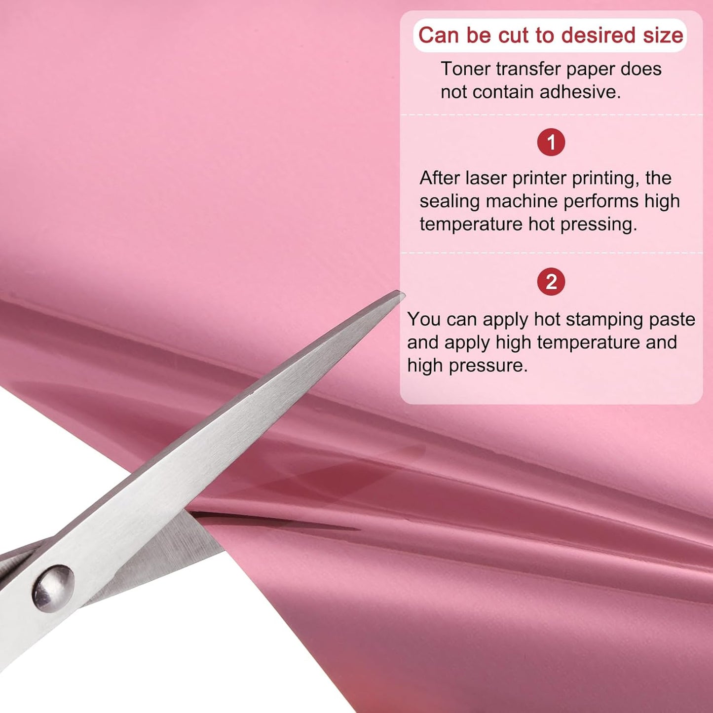 MECCANIXITY 50 Pack Toner Reactive Foil ,Deco Foil Transfer Sheets 8.5"x11" A4 Hot Foil Paper for Laser Printer Scrapbooking Heat Transfer DIY Craft,Pink