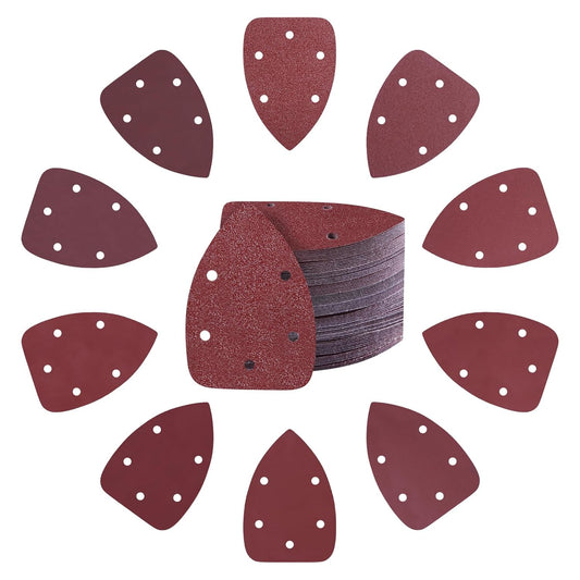 100-Pack Mouse Sandpaper (5-Hole) for Mouse Detail Sanders, Grits60/120/240/400/600/800/1000/1200/1500/2000, Ideal for Woodworking, Furniture Refinishing, and Crafting