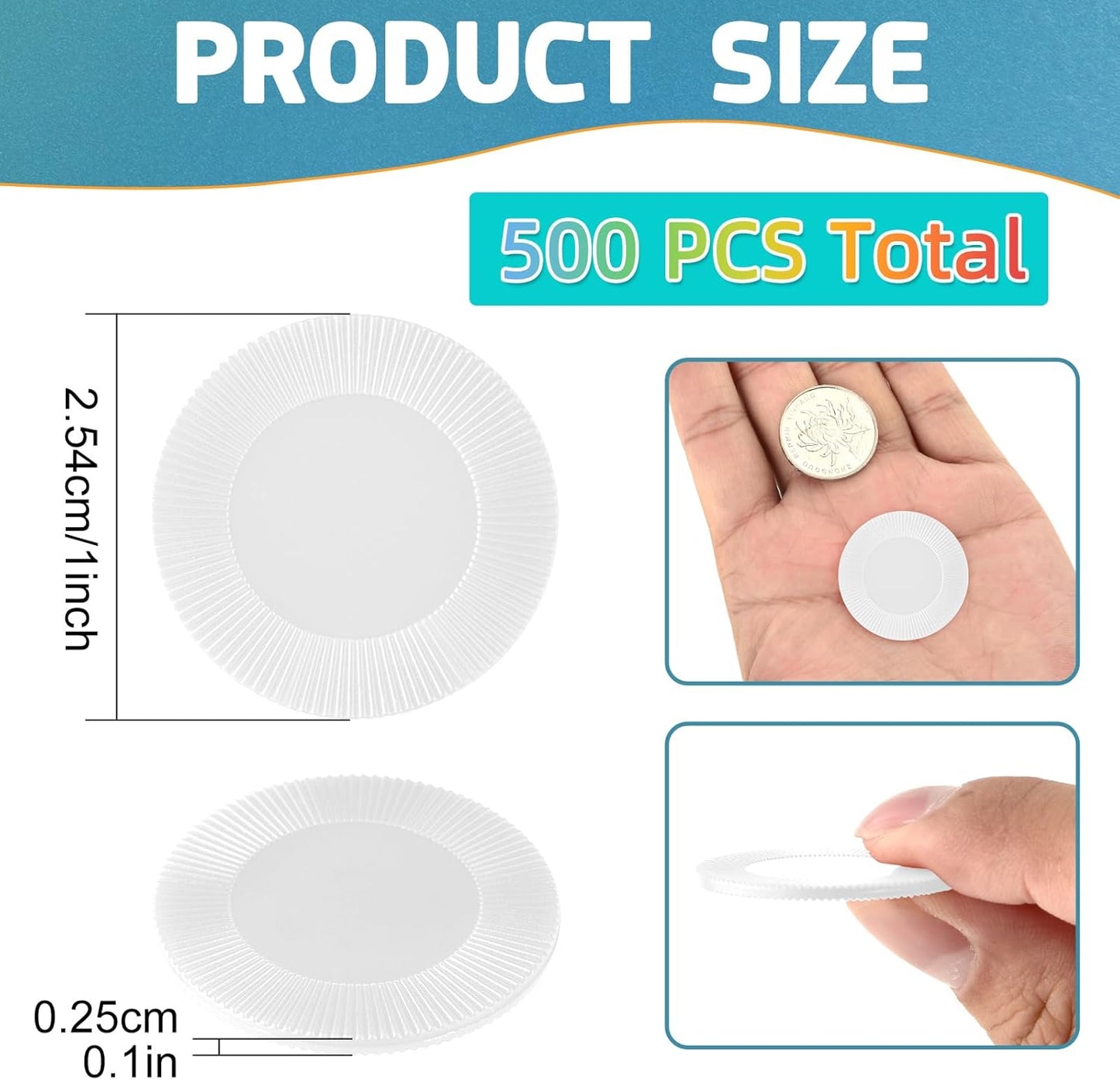 Coopay 500 Pieces Plastic Poker Chips, 1 Inch Bingo Chips Bulk Learning Counters Disks Poker Card Game, Counting Markers for Math Practice, Game Tokens and Teaching Rewards, 25 mm (White)