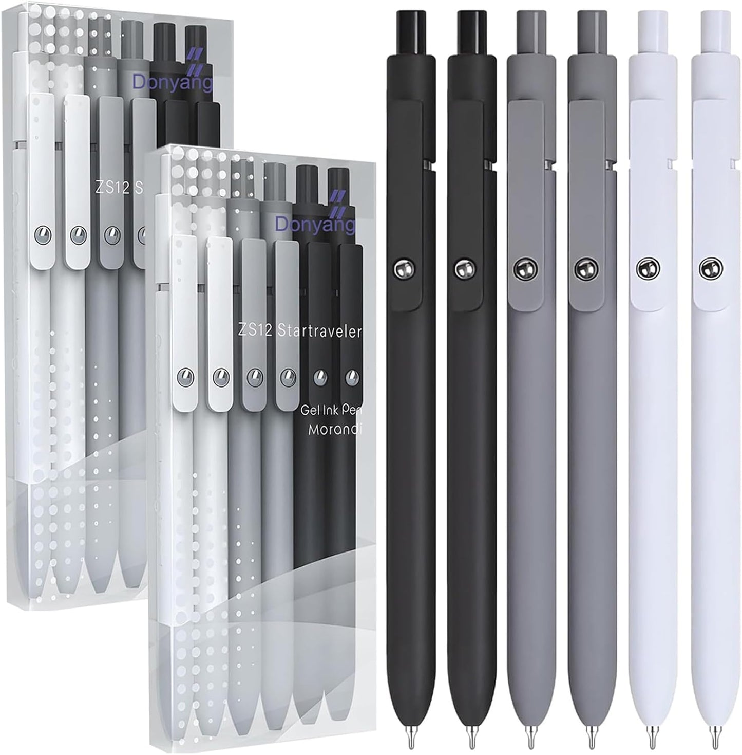 12PCS Gel Pens Black Ink Fine Point Pens With Smooth Writing, School Office Supplies, Anniversary Birthday Gifts for Men Women, Quick Dry Pens For Journaling, Nurse Aesthetic Pen (Black Gray White)