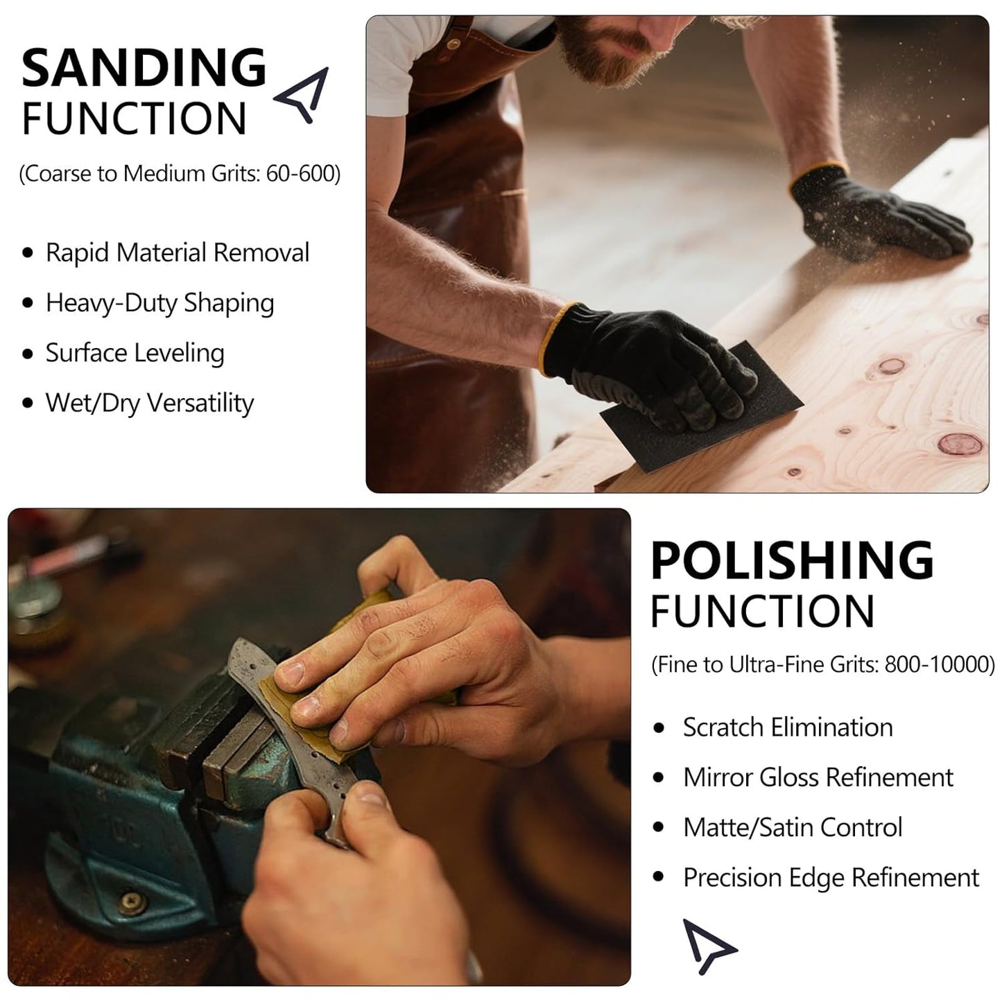 1200 Grit Sandpaper, 9 x 11 Inch Wet Dry Sand Paper Hand Abrasive Sanding Sheets for Wood Metal Automotive Sanding and Polishing, Fine - 10 Sheets