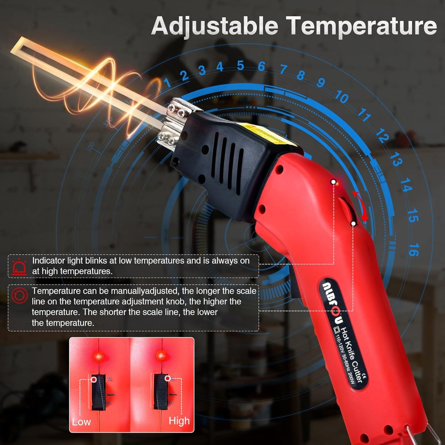 Foam Cutter Electric Hot Knife Styrofoam Cutter Foam Cutting Tool Hot Knife Foam Cutter Air Cooled 200W 110-120V (4 Blades) for XPS,EPS,EPP,EVA,EPE,KT Board,PU,Sponge