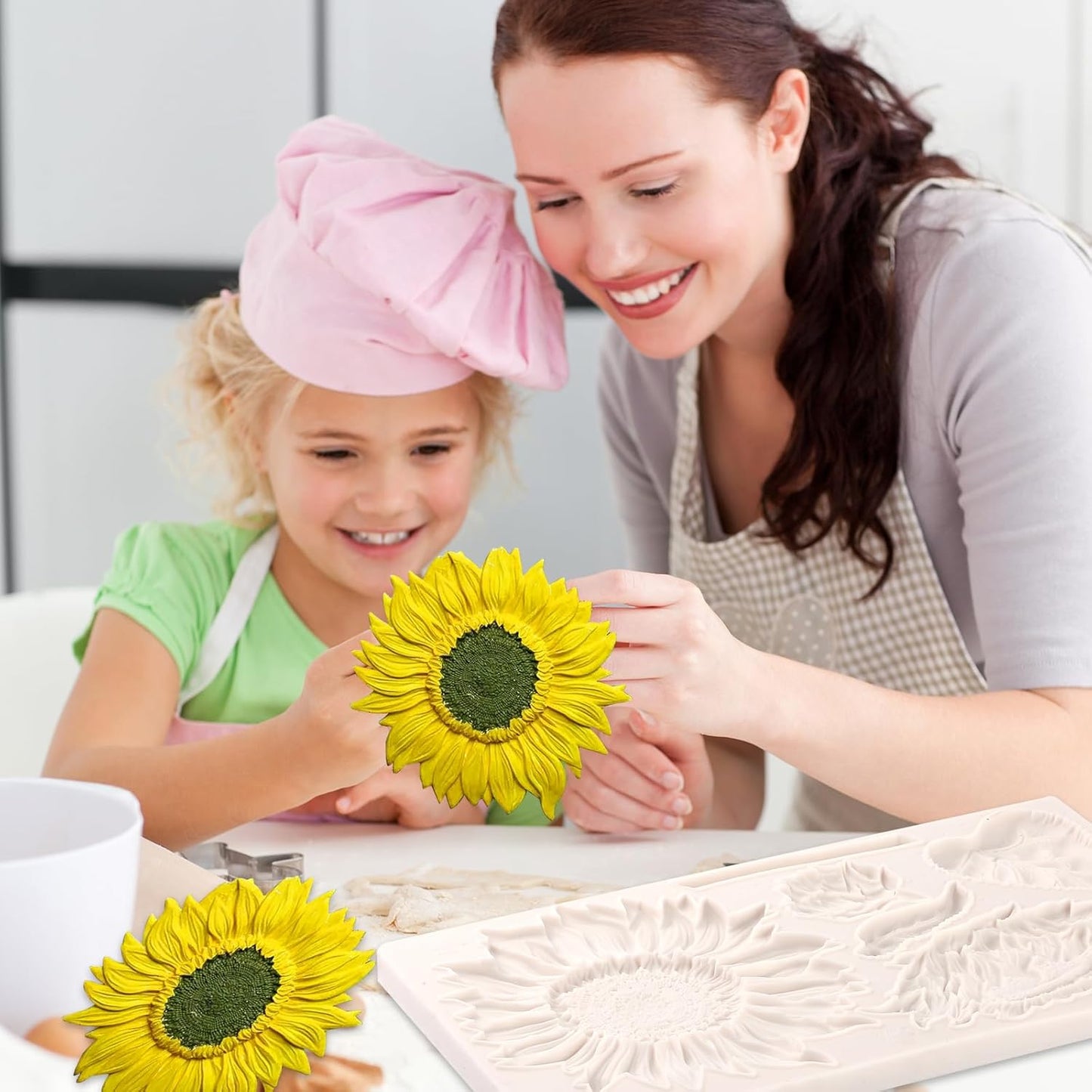 Oversized Sunflower Silicone Mold Leaves Cake Decoration Fondant Mold for Wedding,Birthday Party Cupcake Topper Chocolate Candy Cookies Mousse DIY Gypsum Soap UV Resin Polymer Clay Crafts