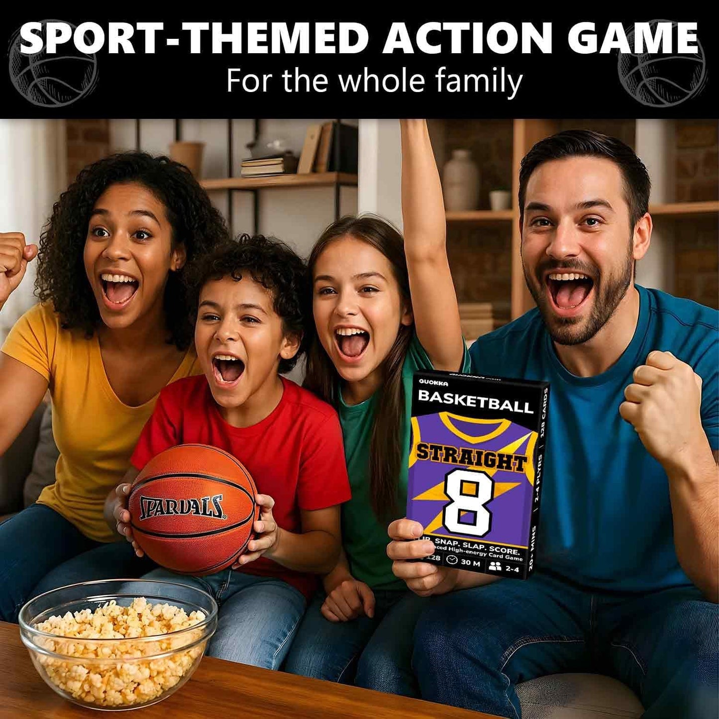 QUOKKA Basketball Fast-Paced Card Game for Kids & Adults – 128 Cards & Easy Rules – Quick & Fun Matching Game – 2-4 Players – Ages 8+ – Perfect for Family Games Night, Travel and Parties