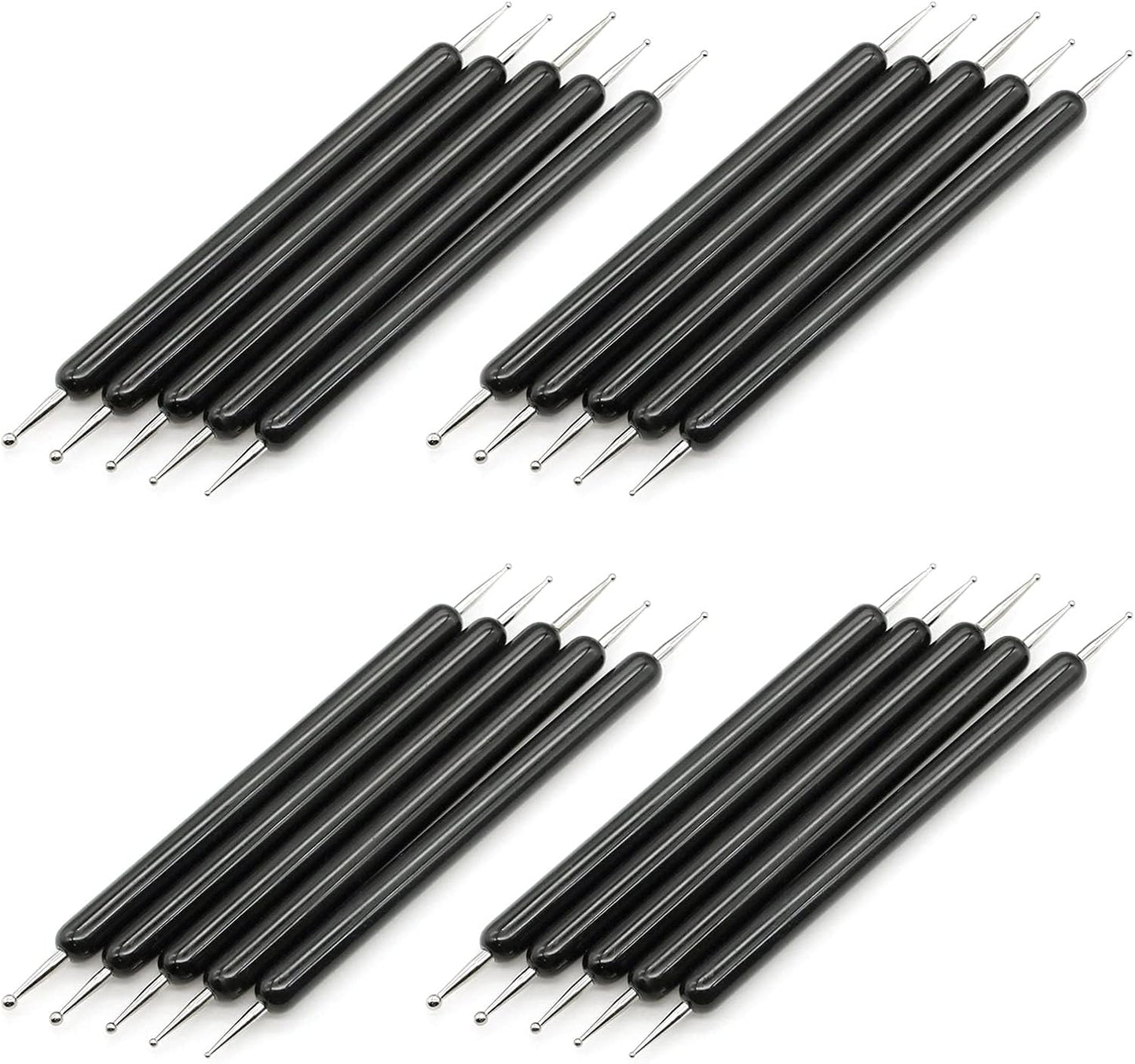 4 Set Embossing Stylus Double End Tracing Dotting Tool, 20 Pcs Ball Embossing Stylus Double End Tracing Dotting Tool for Pottery Clay Craft, Embossing Art (Black)