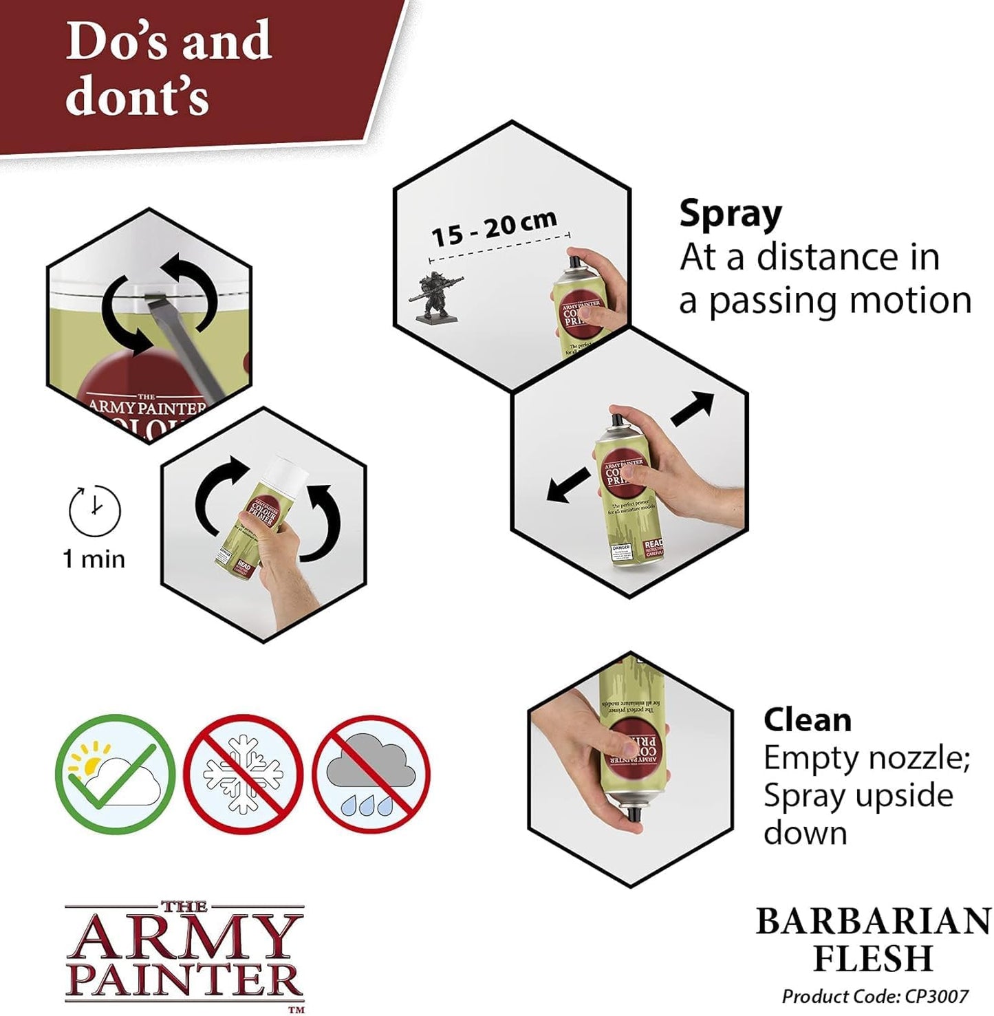 The Army Painter Color Primer Spray Paint, Barbarian Flesh, 400ml, 13.5oz - Acrylic Spray Undercoat for Miniature Painting - Spray Primer for Plastic Miniatures