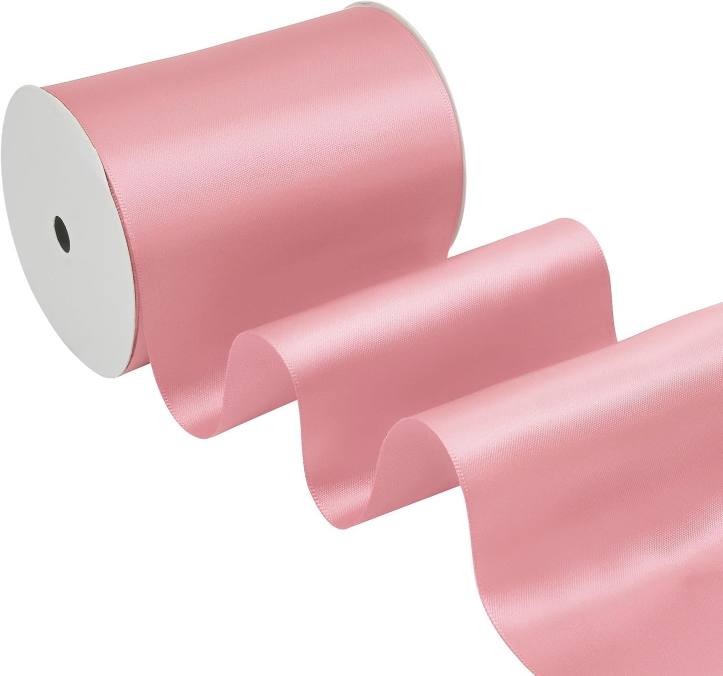 Pink Satin Ribbon 4 Inch X 15 Yards Solid Color Double Faced Ribbons Perfect for Crafts Wedding Decor Bow Making Arts Sewing and More