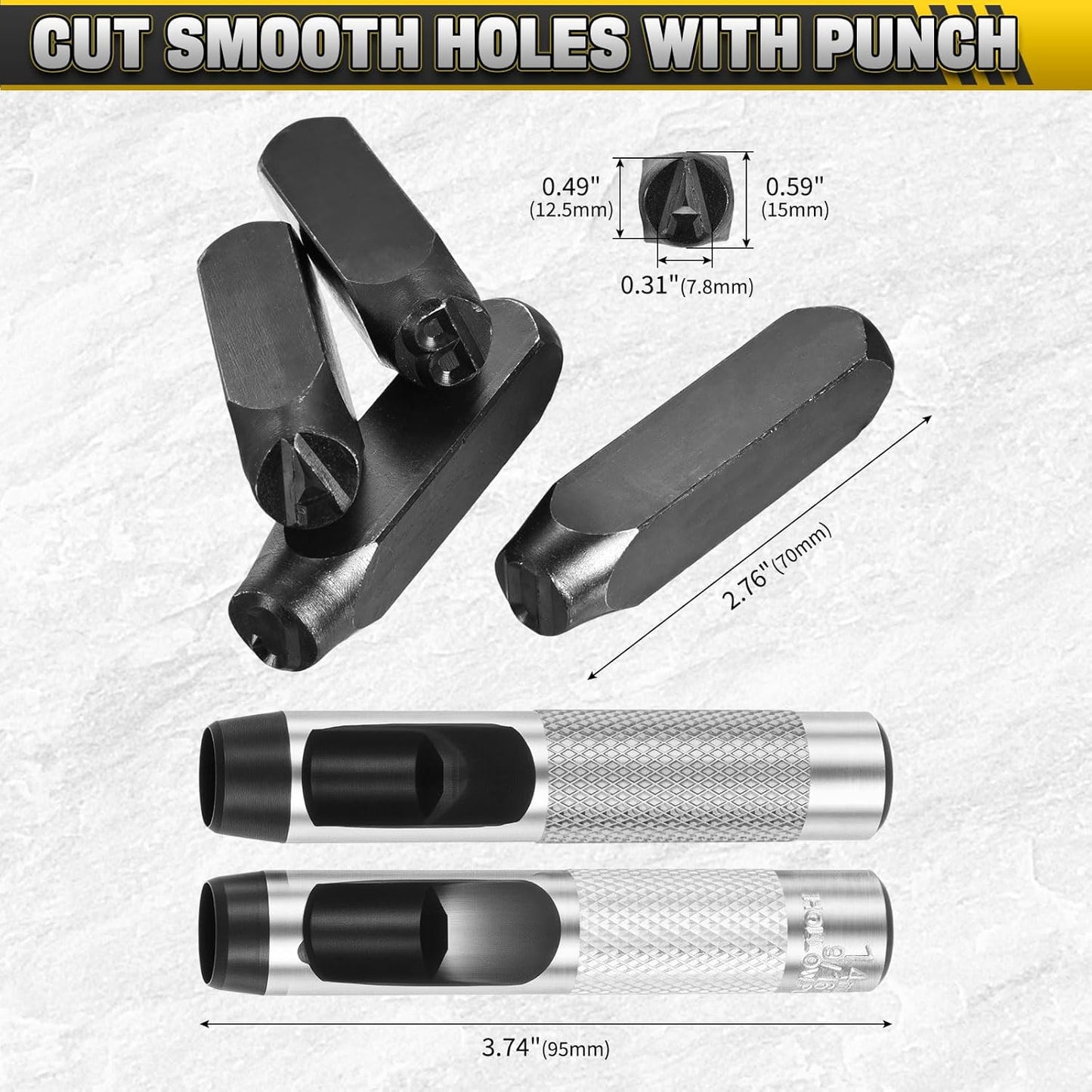 WorkBless 36PCS Metal Stamping Kit, 1/2"(12.5mm) Steel Number and Letter Punch Set, Include A-Z Alphabet, Number 0-8, & Symbol, Stamping Tool for Imprinting Plastic, Wood, Leather, Jewelry