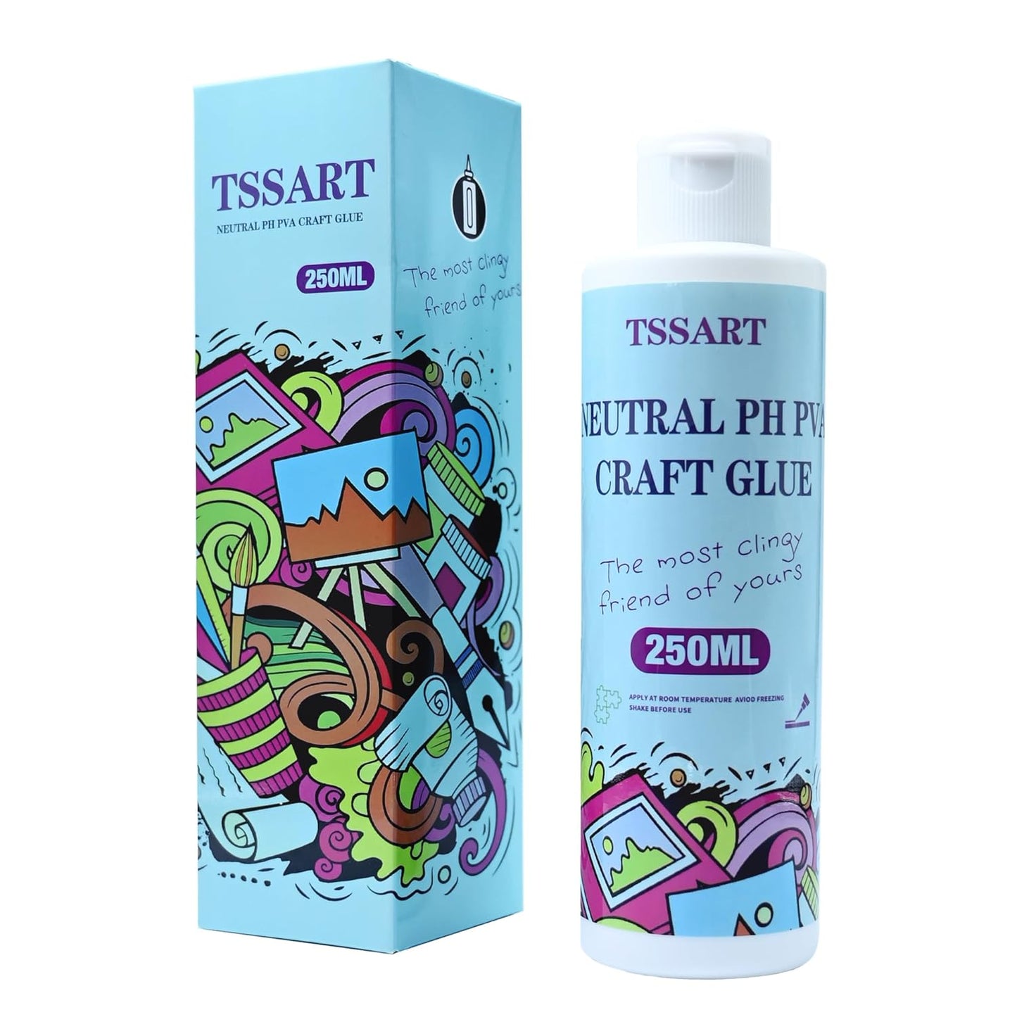 Neutral pH Craft Glue - 8.4floz Acid-Free PVA Formula Water Soluble Glue, Dries Clear and Flexible - Ideal for Arts, Paper, Photography, Scrapbooking and Book Binding - Flip Cap