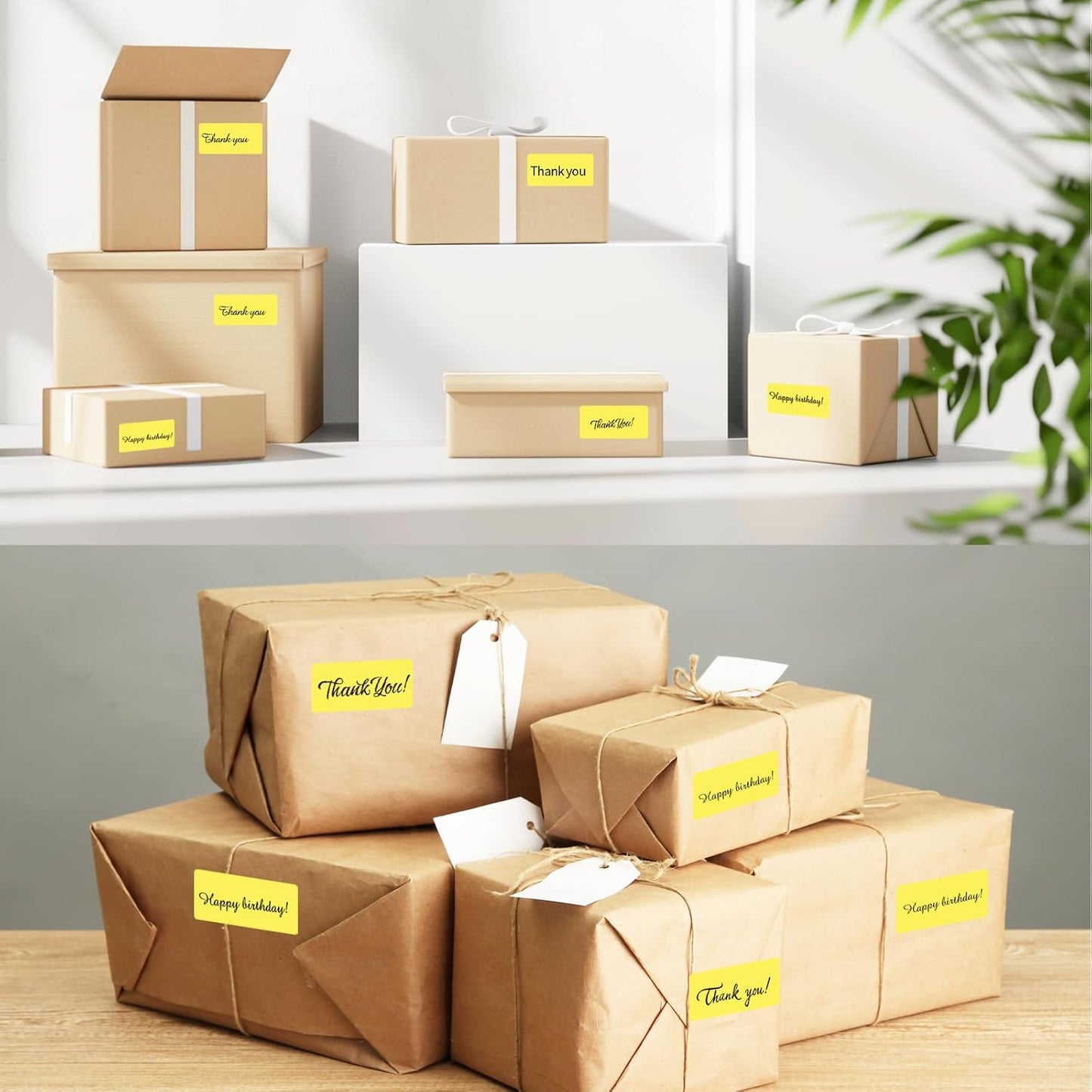 2x1 Inch Thermal Labels, Waterproof Thermal Printer Stickers, Self-Adhesive Shipping Label Printer Sticker for Barcode, Name, Address, 300 Labels/Roll- Yellow