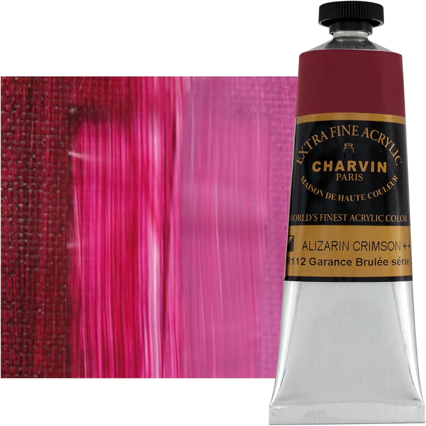 Charvin Extra Fine Professional Acrylic Paint - Alizarin Crimson, 150ml Tube, Triple-Milled, Lightfast Pigments, Open Stock Artist Acrylic Paints in Nature-Inspired Hues
