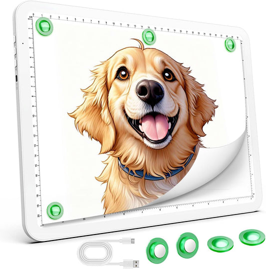 Zocelight Rechargeable A4 Light Board for Diamond Painting,Magnetic Bright Light Box for Tracing,Wireless LED Light pad with Physical Buttons,3 Colors,Dimmable 9000LUX Lightbox for Drawing,Sketching