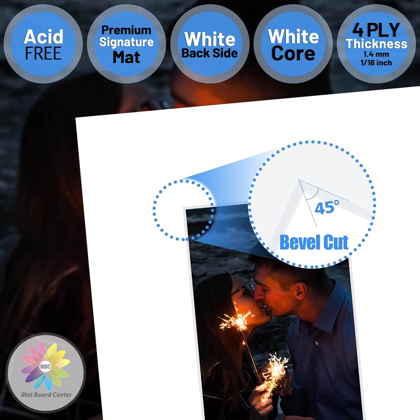 Mat Board Center, Pack of 10, 8x10 for 4x6 White Photo Picture Mats - Acid Free, 4-ply Thickness, White Core - for Pictures, Photos, Framing