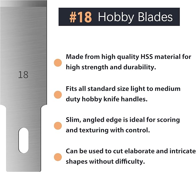 Headley Tools #18 Hobby Knife Blades(Pack of 100),Art Blades Cutting Tool with Storage Case for Craft, Hobby, Scrapbooking, Stencil