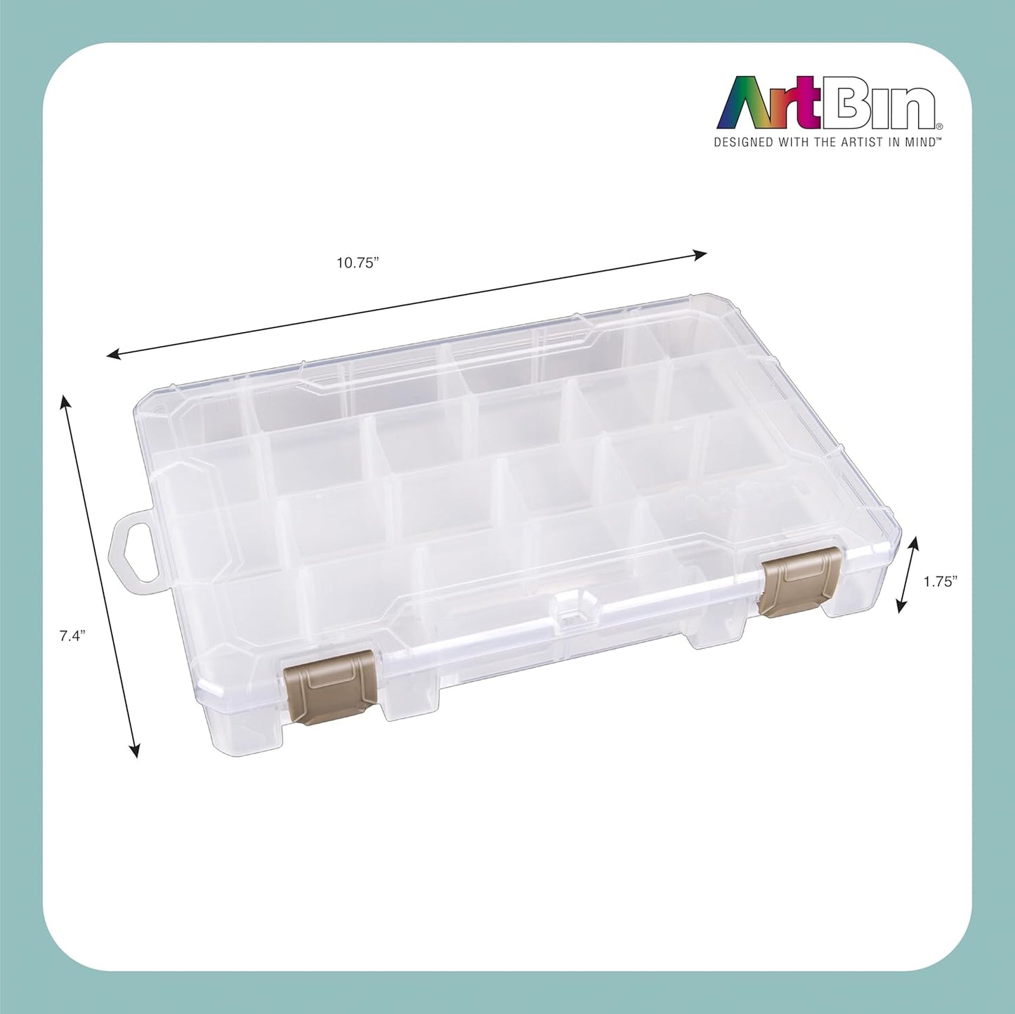 ArtBin Floss Finder Box: Clear Sewing Organizer with 6 Compartments, 12 Dividers, Durable - Perfect for Embroidery Floss and Small Sewing Supplies Storage