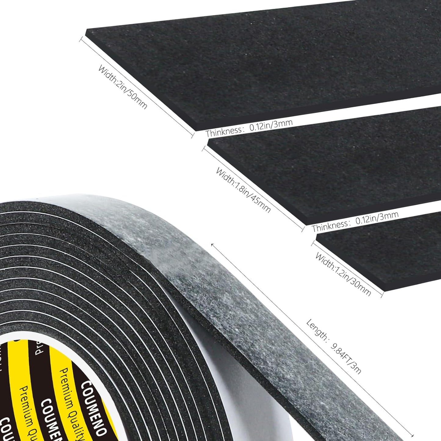 EVA Single-Sided Foam Tape, Single-Sided Sealing Strip Foam Pad Sponge Tape Window Weatherproof, Self-Adhesive Insulation Sealing Tape 2inX9.84FT