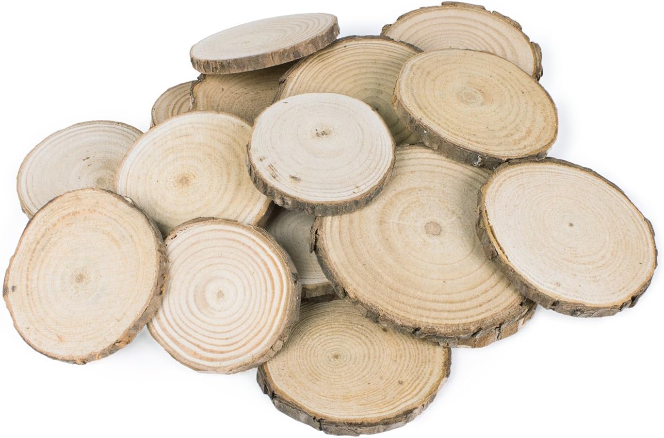 Super Z Outlet Mini Assorted Size Natural Color Tree Bark Wood Slices Round Log Discs for Arts & Crafts, Home Hanging Decorations, Event Ornaments (5-8cm, 20pcs)