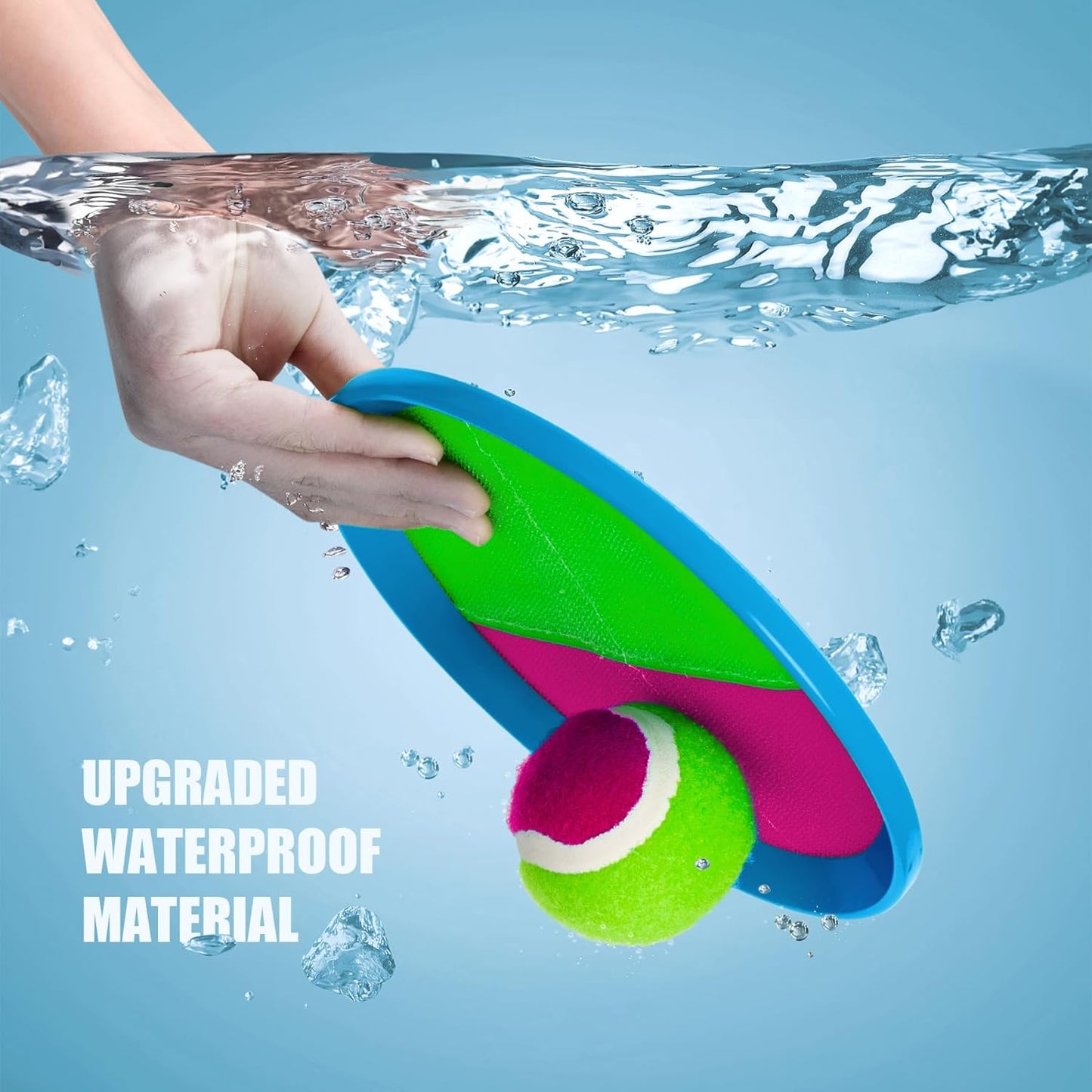 PlayZap Toss and Catch Ball Set Upgraded - Kids Baseball Toys Sturdy PVC for Family Games - Water-Resistant Great for Beach Pool Yard Outdoor - Gift for 3 4 5 6 7 8 9 10 11 12+ Years Old Boys Girls
