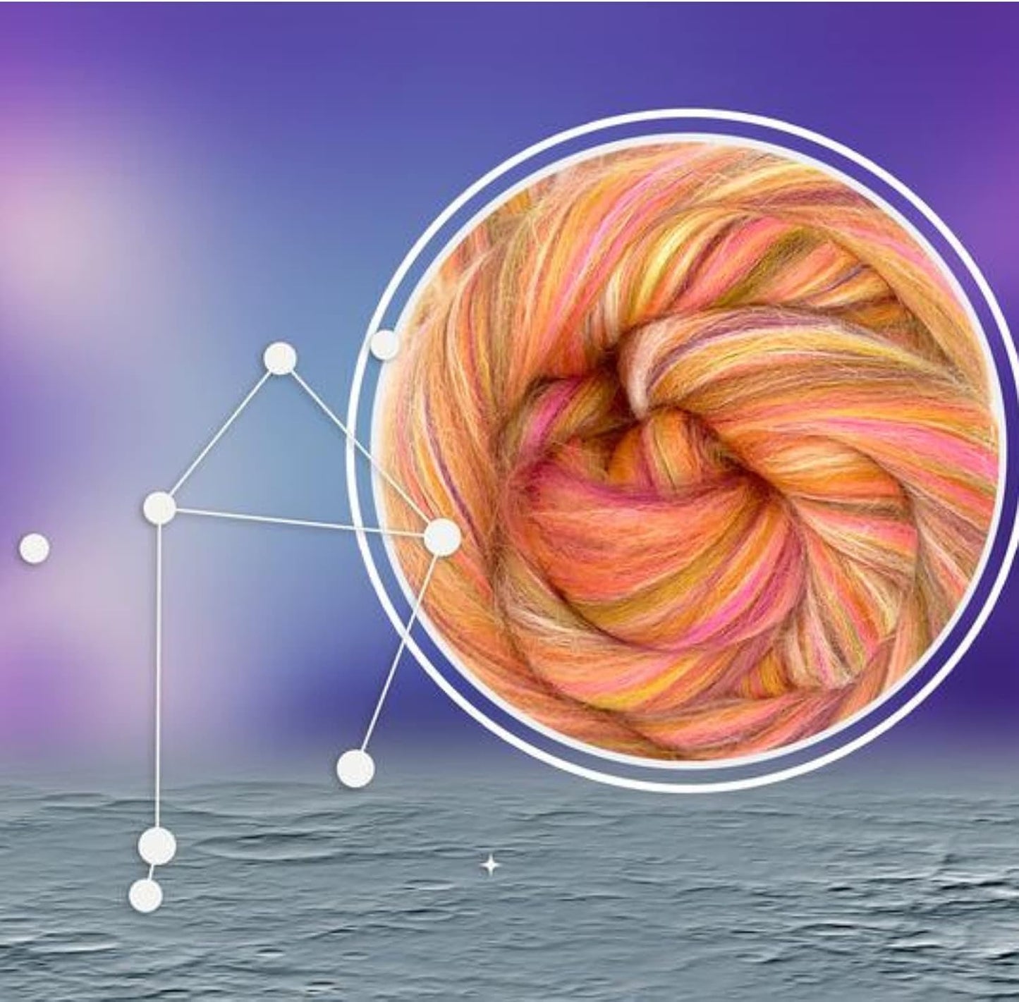 Revolution Fibers – Constellation Range Roving (8 Ounces) | Multicolored Tonal Blend of 70% Dyed Merino and 30% Tussah Silk Combed Top | Soft Fiber for Felting, Spinning, Knitting (Libra Orange)