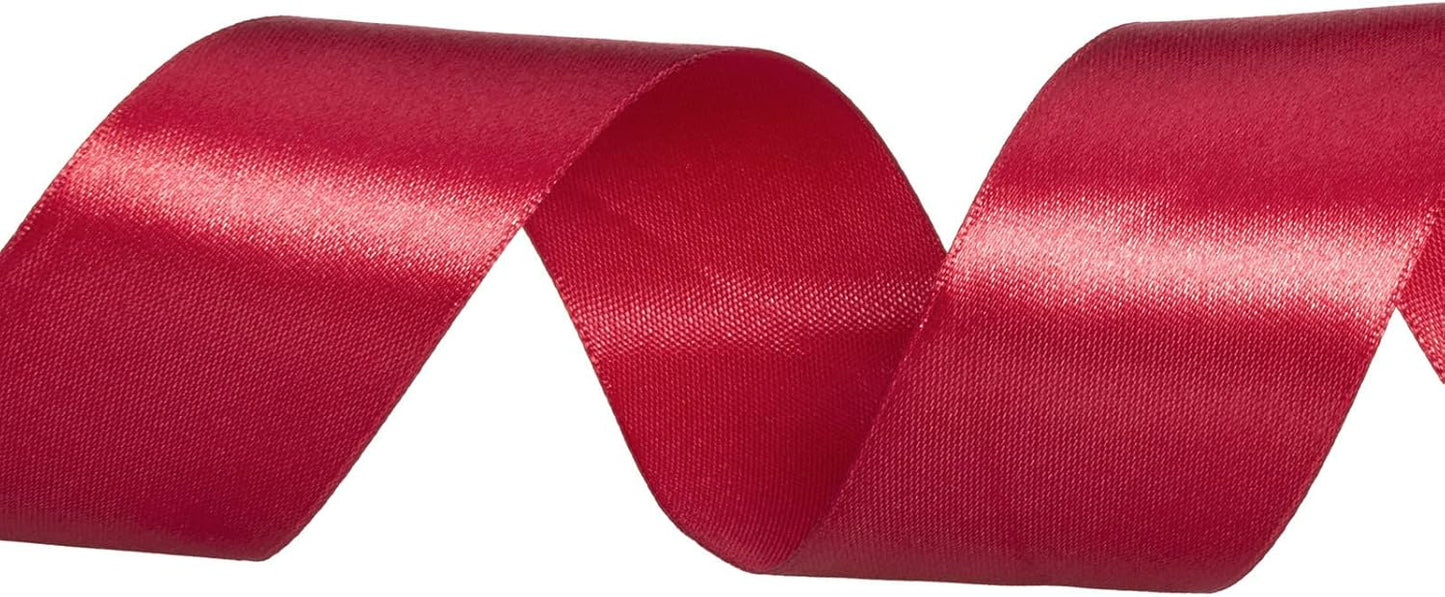 1 1/2 Inch Dark Red Solid Satin Ribbon, 50 Yards Craft Fabric Ribbon for Gift Wrapping Floral Bouquets Wedding Party Decoration