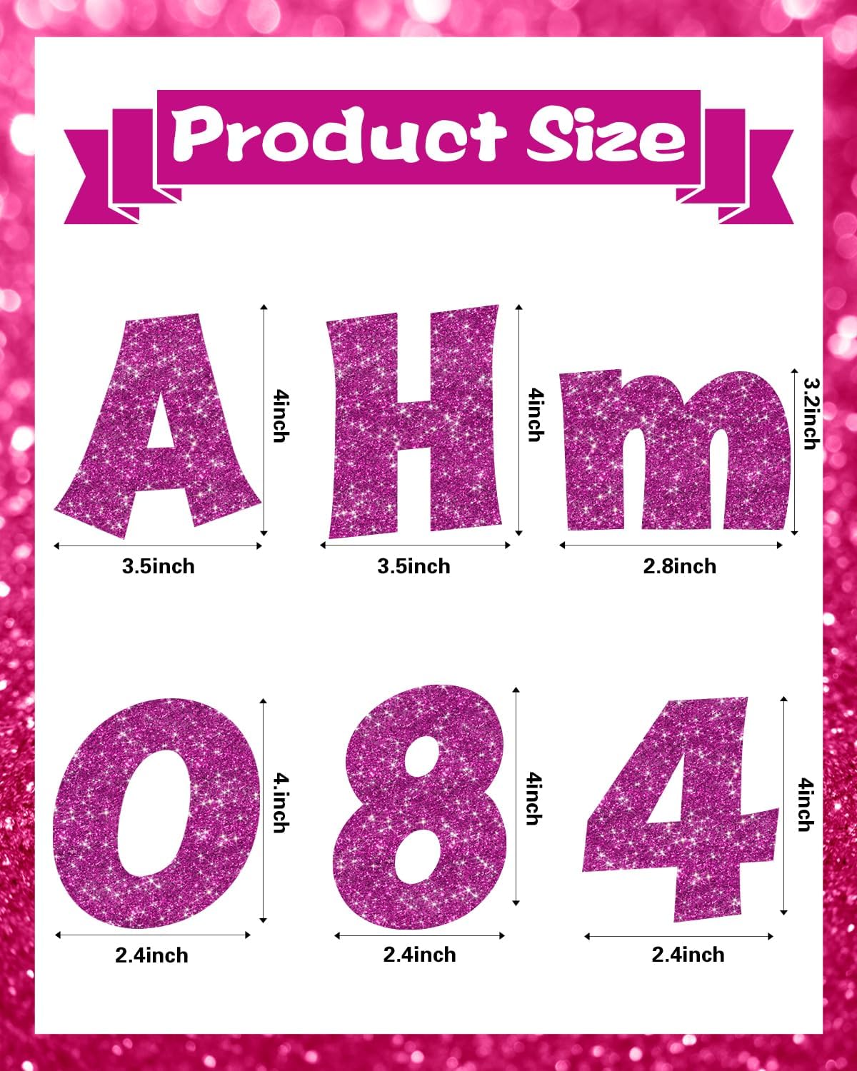 237 Pcs Glitter Bulletin Board Letters, Numbers and Punctuation, Poster Board Letters Alphabet Cut Out Cardboard Letters Accessories for Classroom Display Decorating Supplies 4inch (Hot Pink)