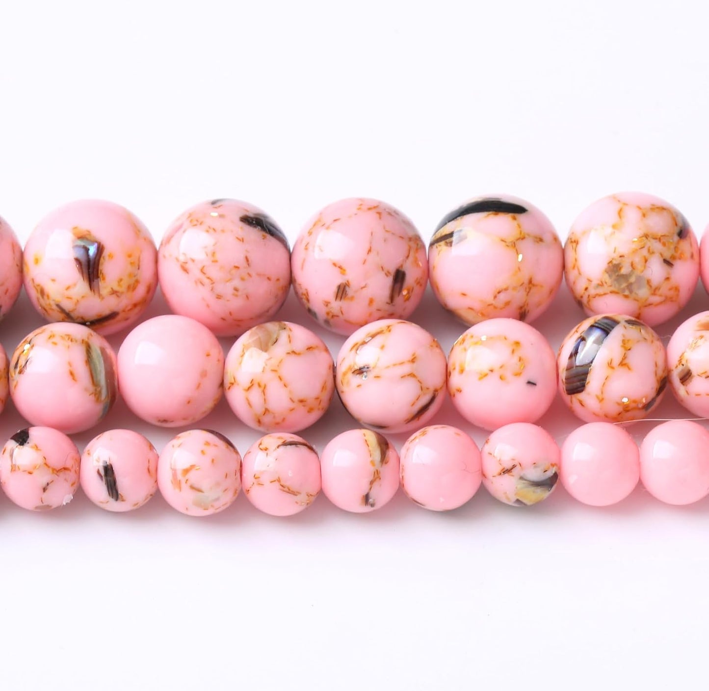 48PCS 8MM Pink Shell Turquoise Beads with Mother-of-Pearl Round Loose Natural Gem Beads for Jewelry Making 15
