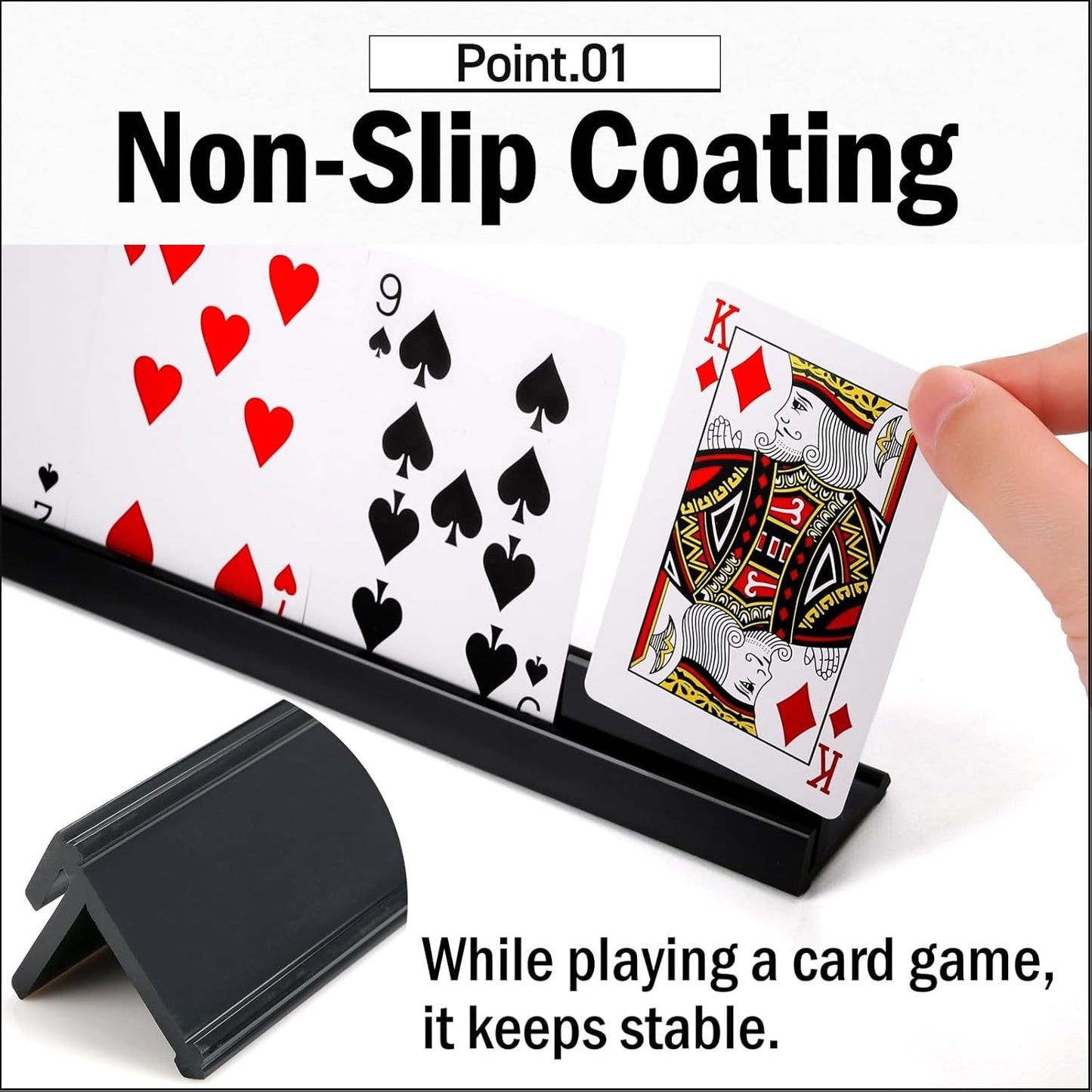 Lightweight Non-Slip Card Holder Stand – Set of 4, 13.4 Inches – Made in Japan for Card Games and TCG, Anti-Skid Base (4 Pack-White)