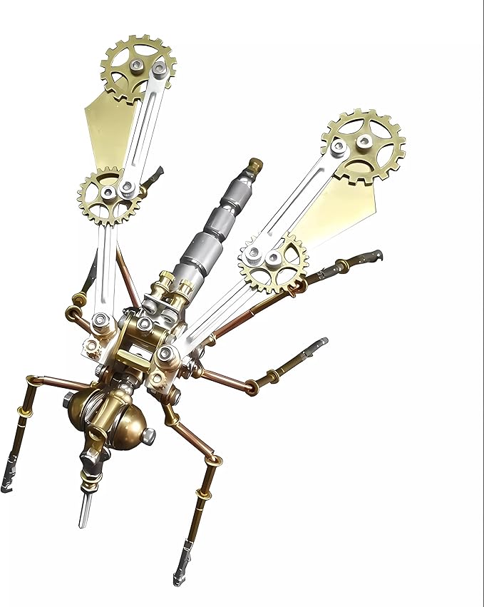 Mechanical Metal 3D Insect Mosquito Model Brass Puzzle Steampunk Electric Mechanical, Assembly DIY Gift Craft Hobby for Family and Friends (Mosquito A)