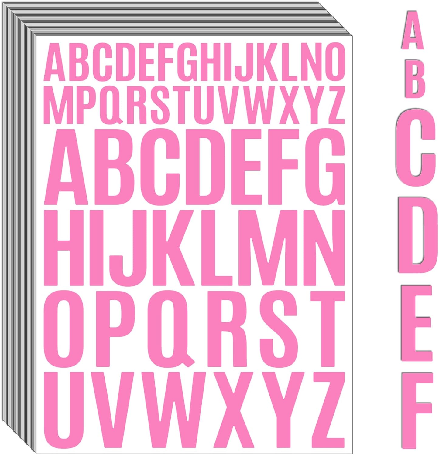 Bemeol Letter Stickers 1560 Pieces 30 Sheets Stick on Vinyl Letters Capital Alphabet Sticker Letter for Craft Bulletin Boards Classroom Home Business Decor(Pink,1 Inch,2 Inch)
