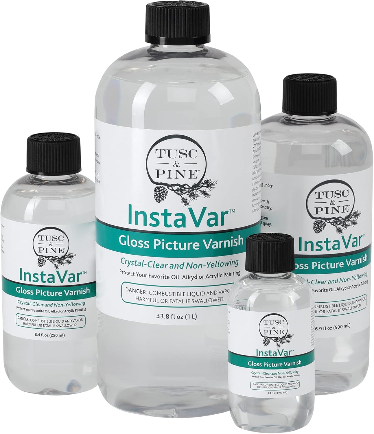 Jerry's Artarama InstaVar™ Gloss Picture Varnish & Varnish Brush Sets - Perfect for Varnish Paintings, Artists, Professionals, Restoration, & More! - 3.4oz Bottle w/ Set of 6 Brushes