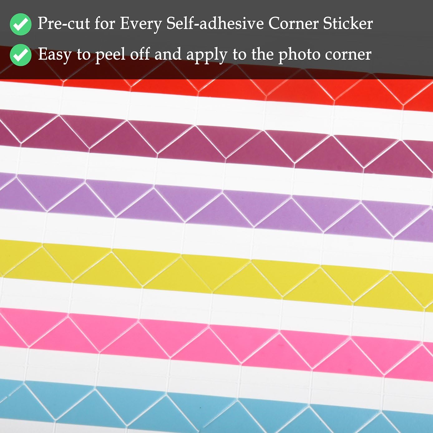 50 Sheets Self Adhesive Photo Corners - Hold 1275 Photos - 6 Colors 5100 pcs Photo Mounting Corner Stickers for Polaroid, Instax Foto of DIY Picture Scrapbook and Recollections Photo Album