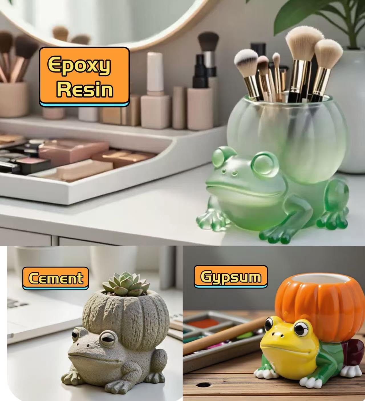 Animal Resin Molds Silicone 3D Cute Frog Epoxy Resin Plaster Candle Holder Wax Molds for Candle Making, Art Crafts DIY Unique Display Home Decor