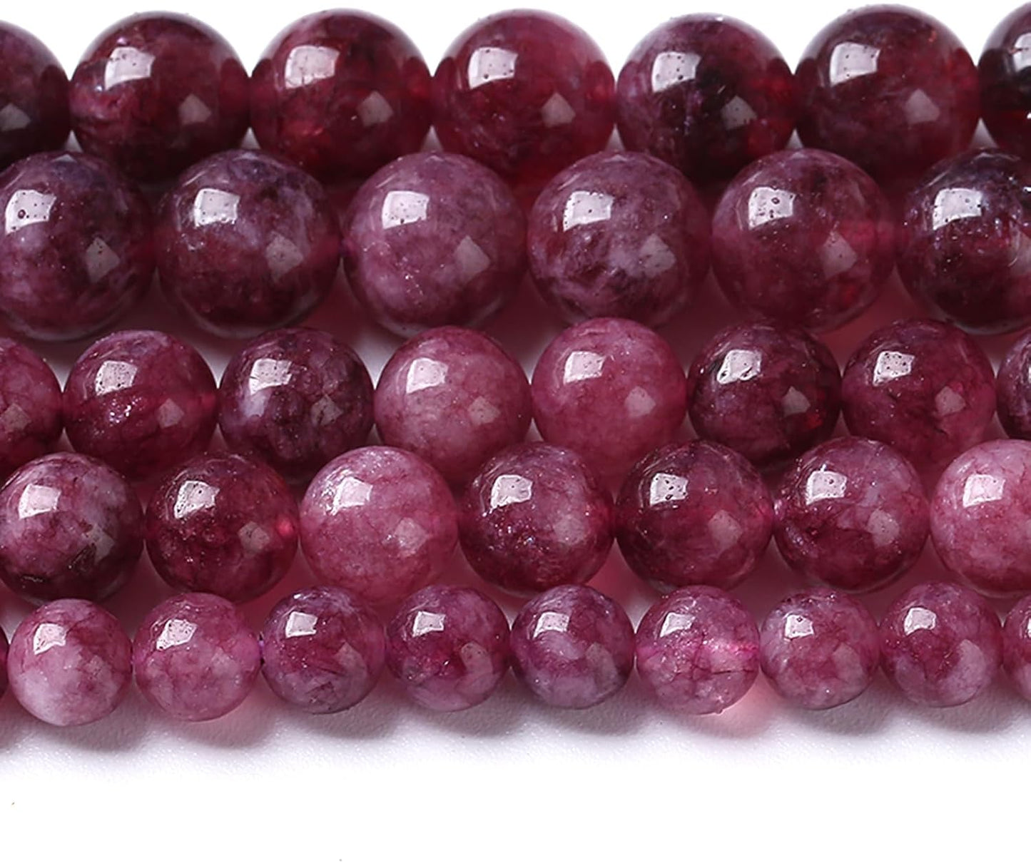 120PCS 6MM Natural Stone Kunzite Purple Jade Beads Round Loose Beads for Jewelry Making Bracelet 2 Strands 32"
