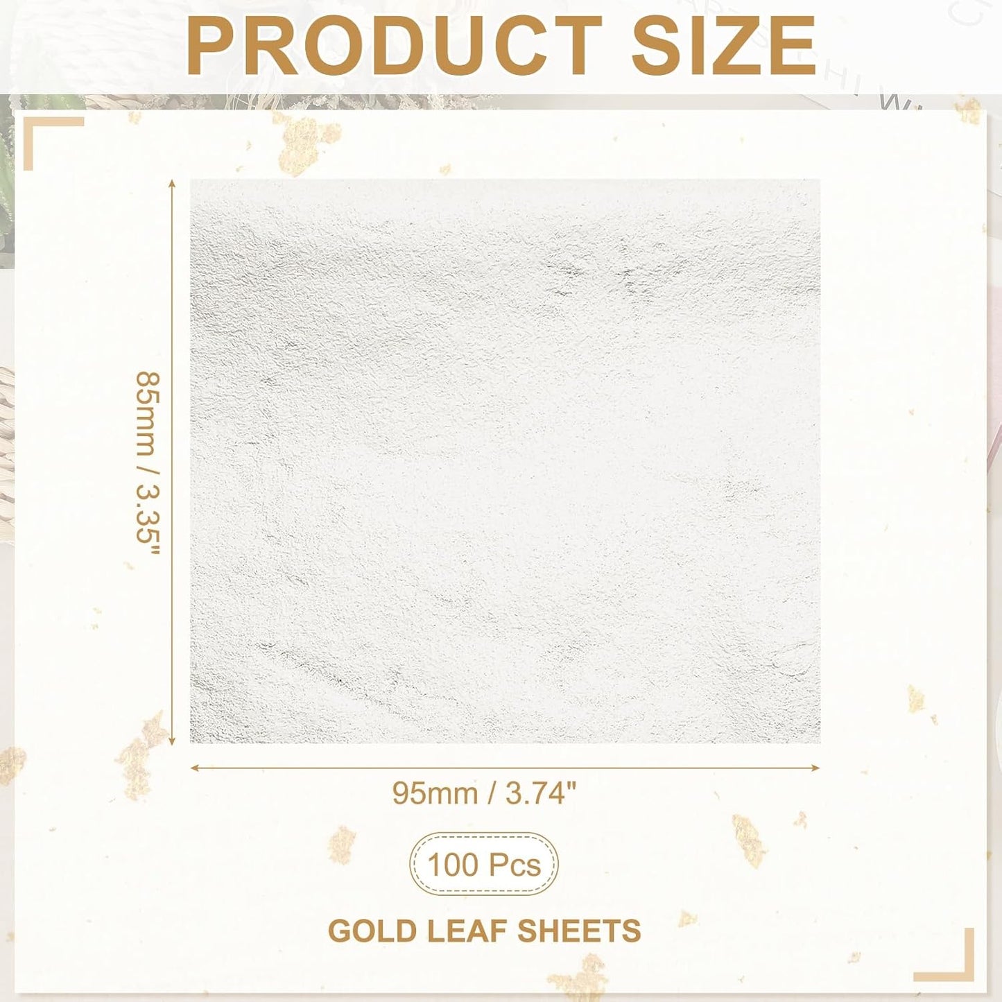 PATIKIL Gold Leaf Sheets for Art 3.7" x 3.4", 100 Pcs Gold Foil Sheet Metallic Leaf Papers for DIY Crafts Resin Furniture Nails Paintings Home Decoration, Light Silver