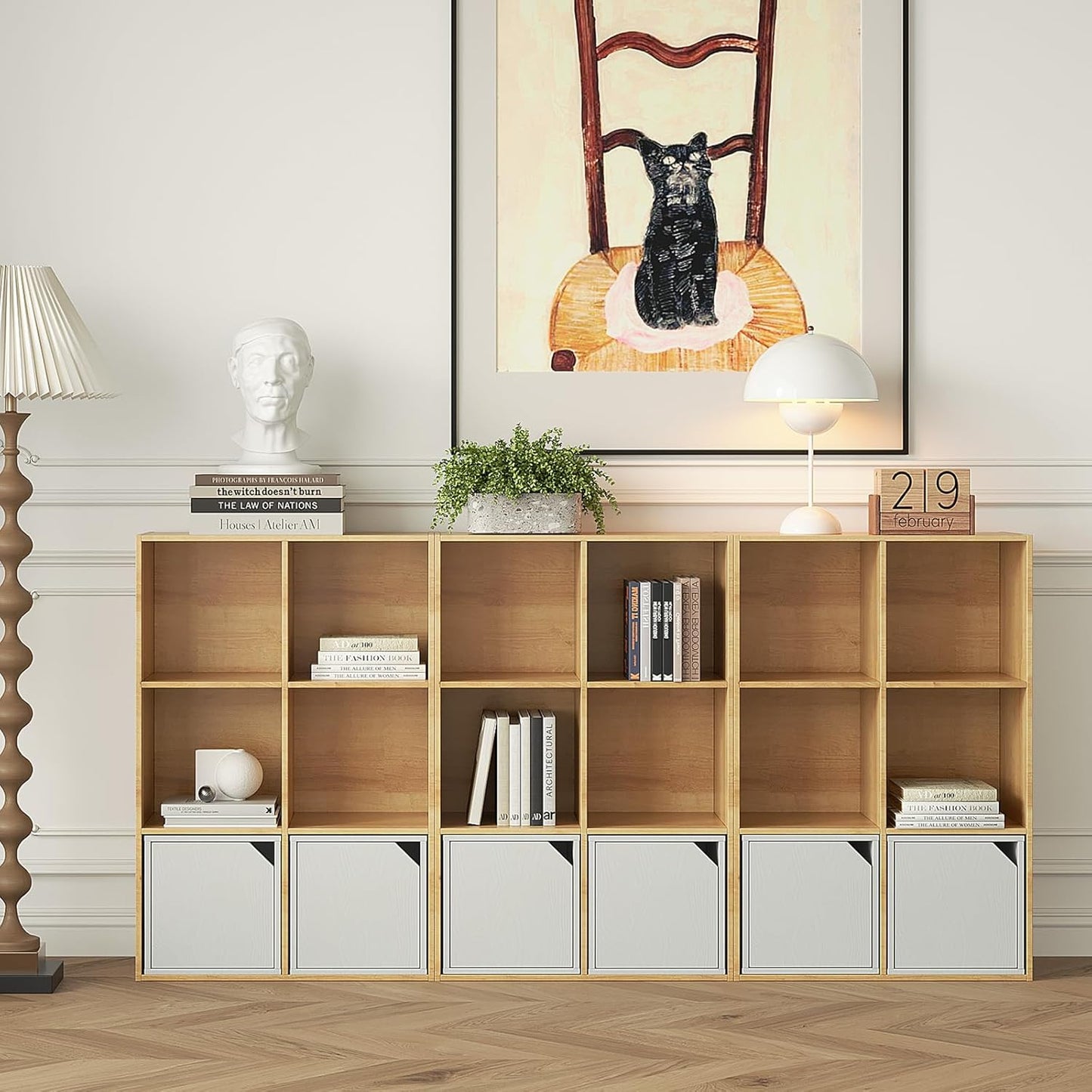 Wooden 6-Cube Storage Organizer with Closed Back Panel, 11in Cube Shelf Opening, Bookshelf, Display Shelf,Closet Cabinet for Home and Office,Natural Oak