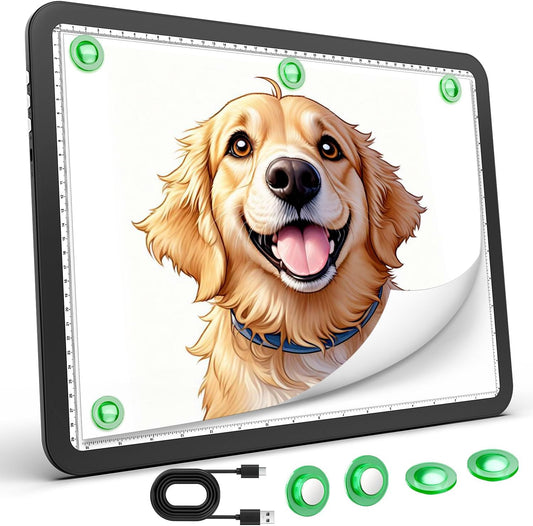 Zocelight Rechargeable A3 Light Box for tracing,Diamond Art Light Board with 4 Magnets,Wireless Light Pad for Diamond Painting,Ultra Bright Light Table for Drawing, Sketching,Animation(Black)