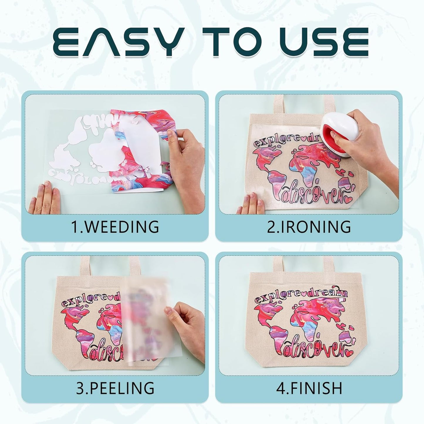 Tintnut Marble Heat Transfer Vinyl - 12 Sheets 10 x 12 Inch Bundles Watercolor Gold Pattern Iron on Vinyl Opal Ombre Print HTV Transfer DIY T-Shirt Gift Canvas Bag for Cricut or Silhouette Cameo