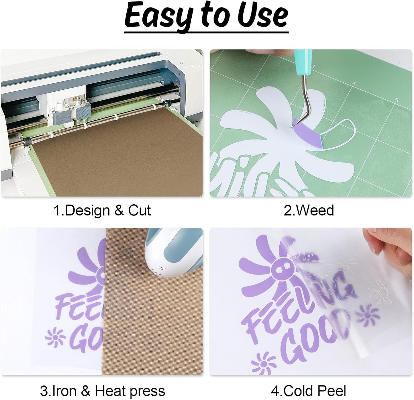 HTVRONT HTV Vinyl Rolls Heat Transfer Vinyl - 12" x 5ft Lilac HTV Vinyl for Shirts, Iron on Vinyl for All Cutter Machine - Easy to Cut & Weed for Heat Vinyl Design (Lilac)