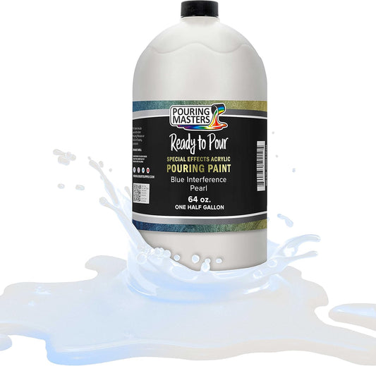 Pouring Masters Blue Interference Pearl Special Effects Acrylic Pouring Paint - Premium 64-Ounce Pre-Mixed Fluid Acrylic Paint - Fluid Art Supplies for Canvas, Wood, Paper, Tile & Rocks