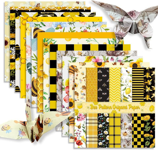 Square Origami Paper 6x6 Double Sided 50 Sheets 50 Colors 70GSM Origami Kit Japanese Chiyo Easy Fold Arts Crafts DIY Handwork Beginner Bee