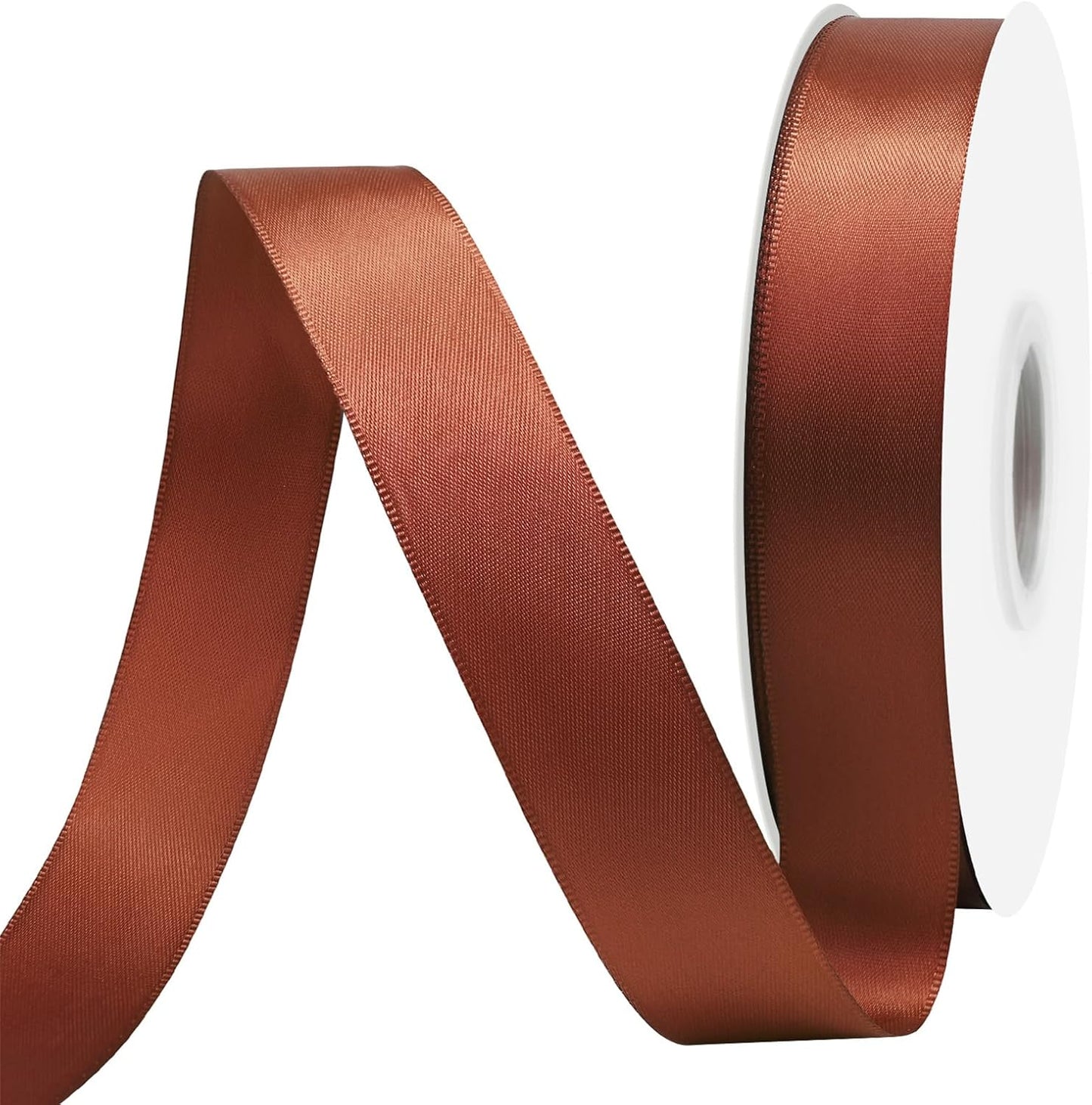 Rust Satin Ribbon 1" X 50 Yards Solid Color Double Faced Ribbons Perfect for Crafts Wedding Decor Bow Making Arts Sewing and More