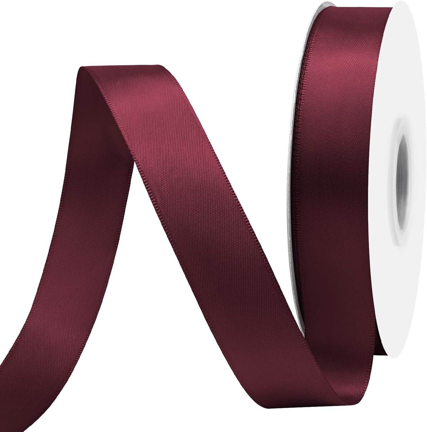 Wine Red Satin Ribbon 1" X 50 Yards Solid Color Double Faced Ribbons Perfect for Crafts Wedding Decor Bow Making Arts Sewing and More