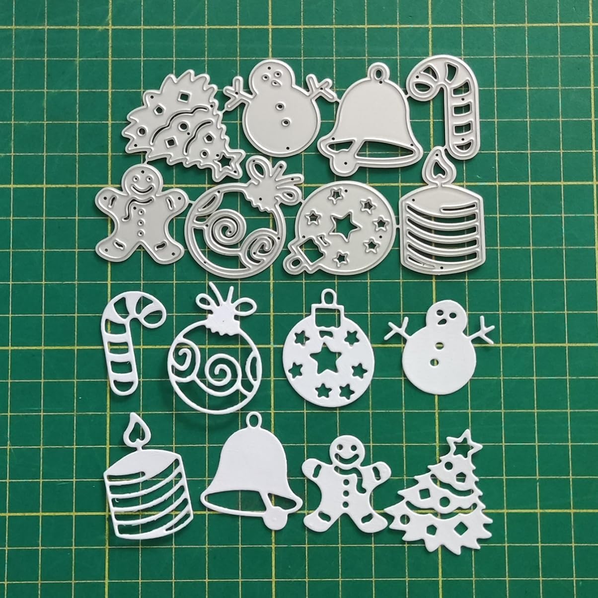 Mvchifay Cutting Dies Happy Birthday Metal Stencils Scrapbooking Tool DIY Emboss Paper Card Making (Christmas Tree Snowman bell-12x7cm)